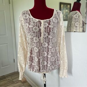 Venus Cover Up Lace Top Cute Cream So Sweet! Size Large